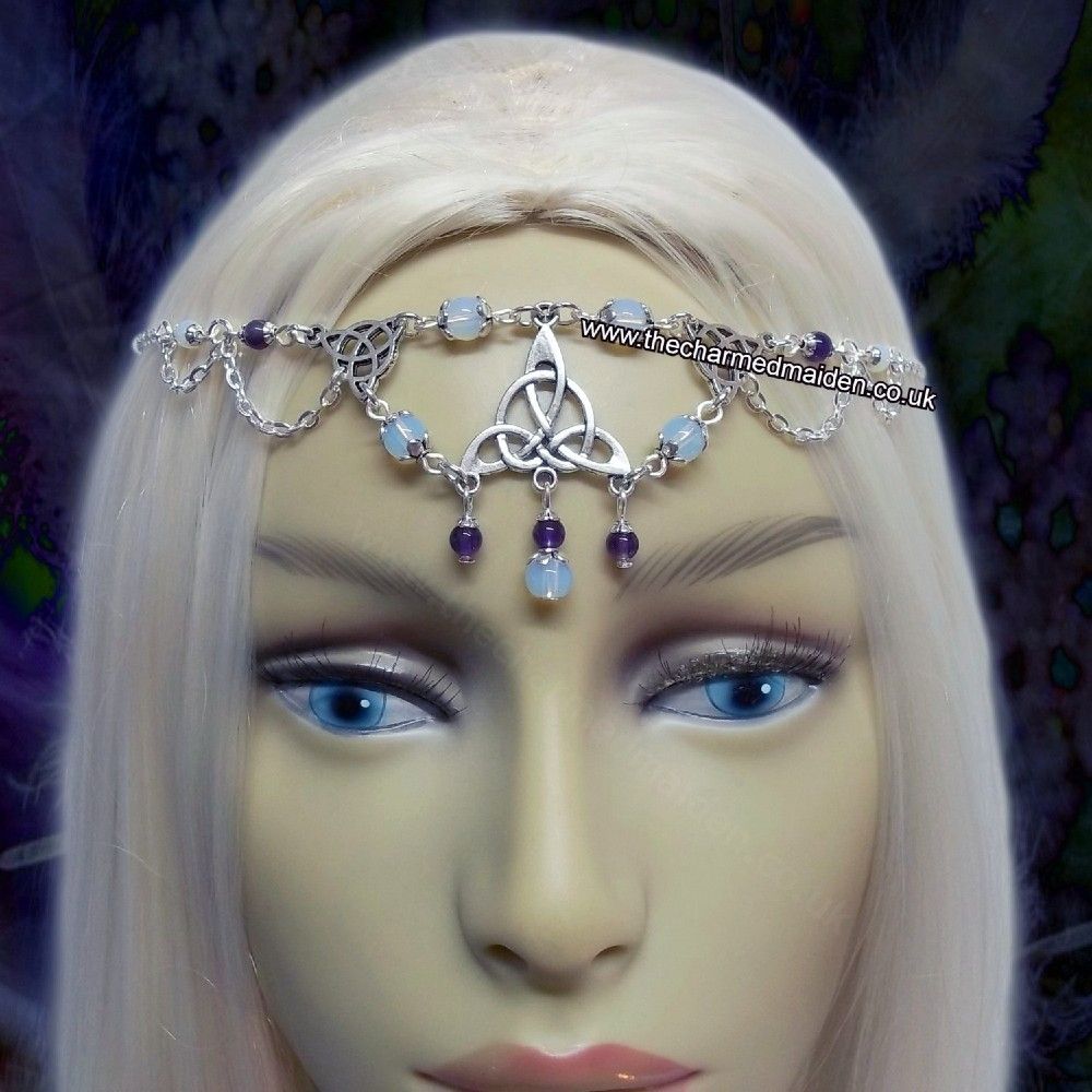 Celtic Amethyst Triquetra Headpiece