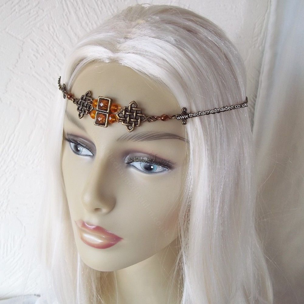 Bronze & Amber Glass Celtic Circlet