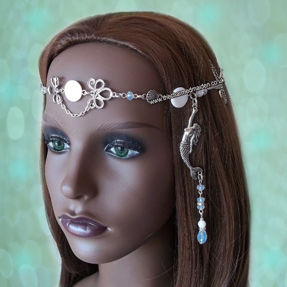 Silver Mermaid Headpiece With Opalite & Mother of Pearl