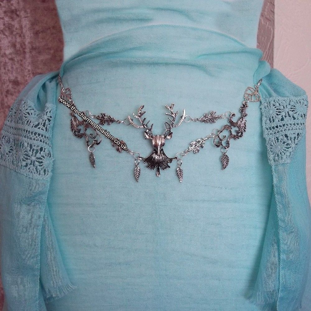 Silver Stag Elven Pagan Costume Girdle Belt