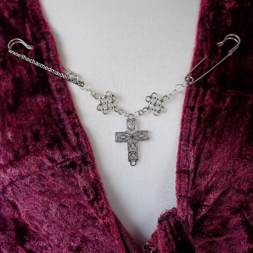 Silver Renaissance Cross Cloak Fastener