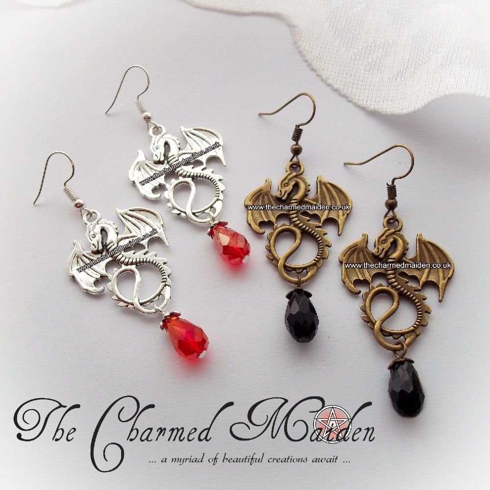 Silver sales dragon earrings