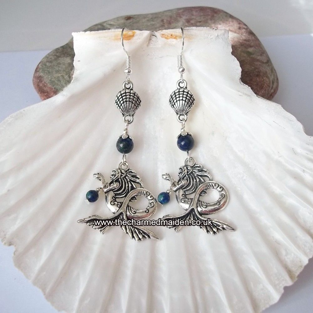 Mermaid Earrings with Crysocolla Beads