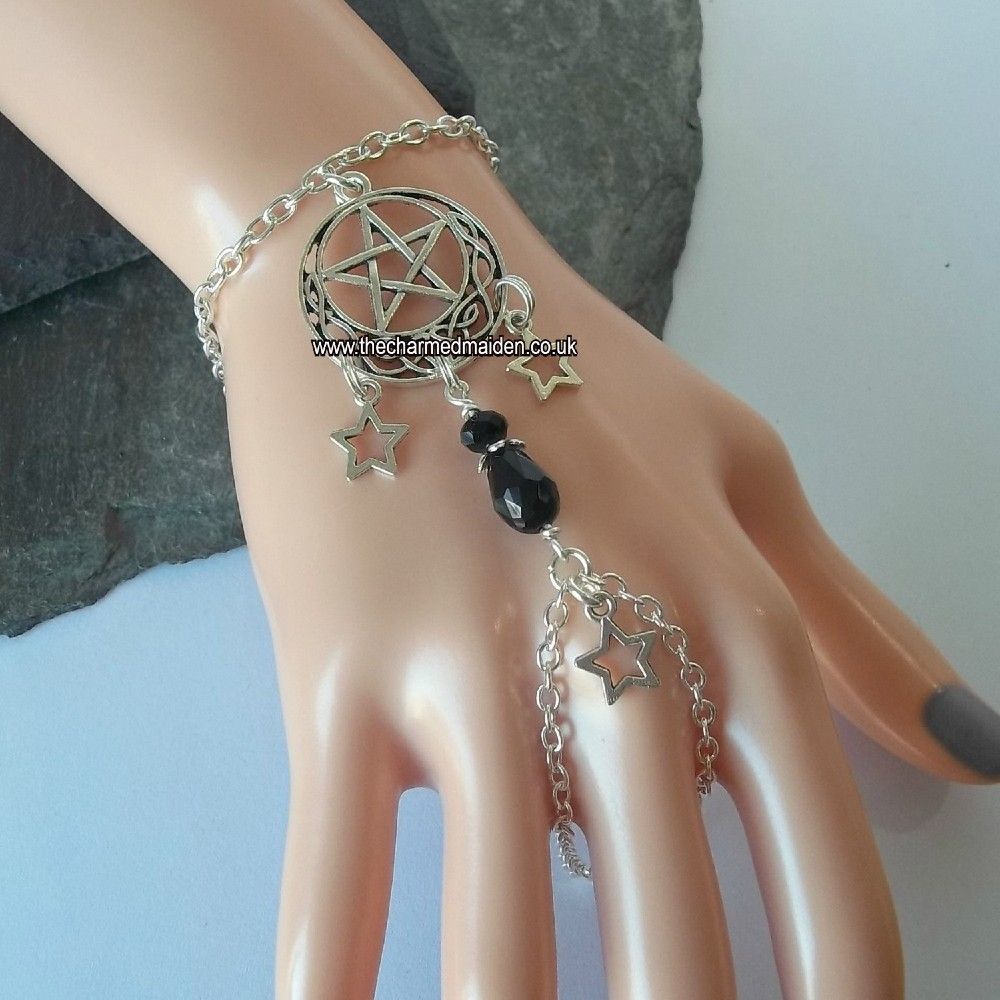 Wiccan Celtic Pentagram & Stars Hand Chain