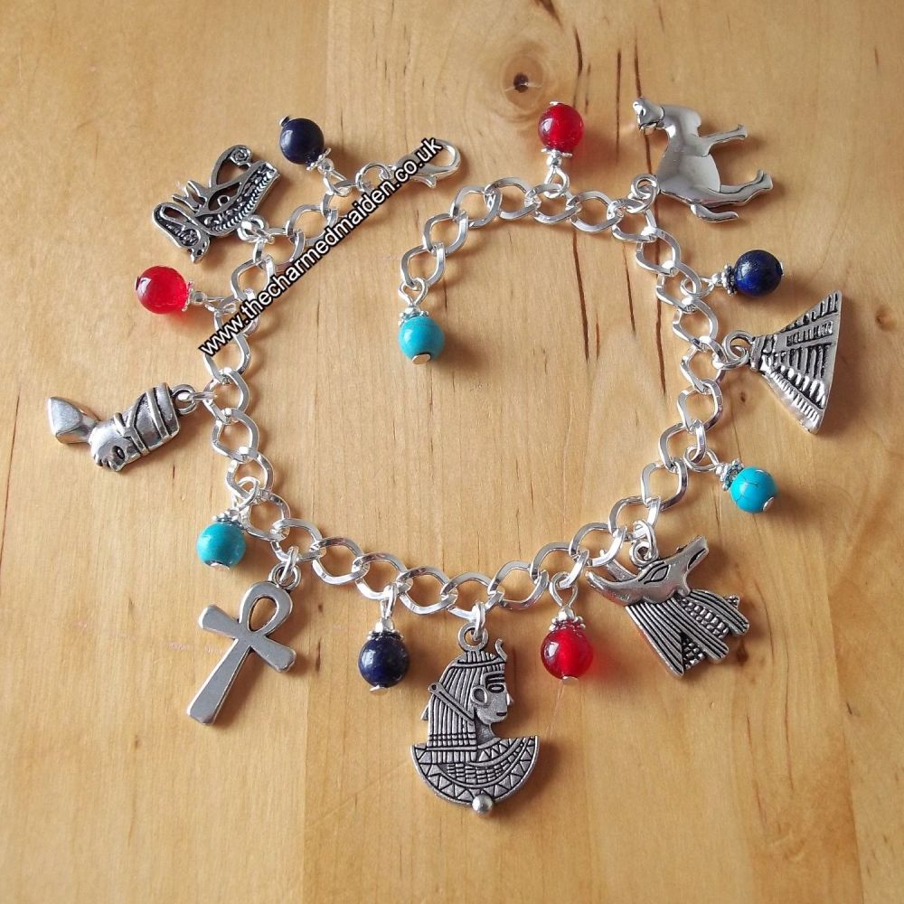 Lapis Egyptian Charm Bracelet