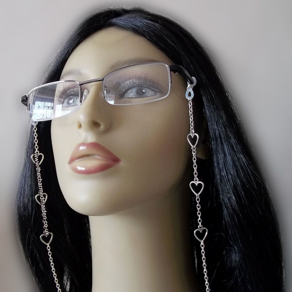 Silver Hearts Glasses Chain