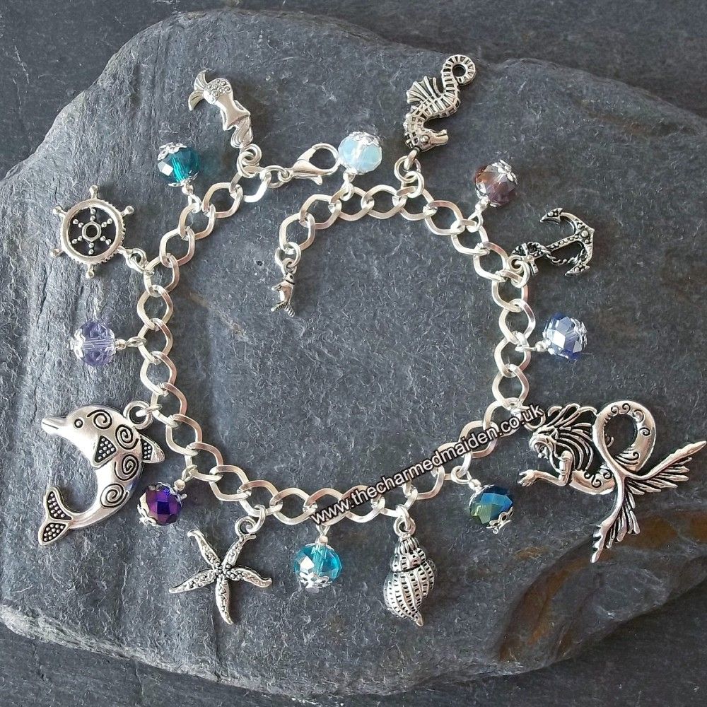 Mermaid, Dolphin & Seahorse Charm Bracelet