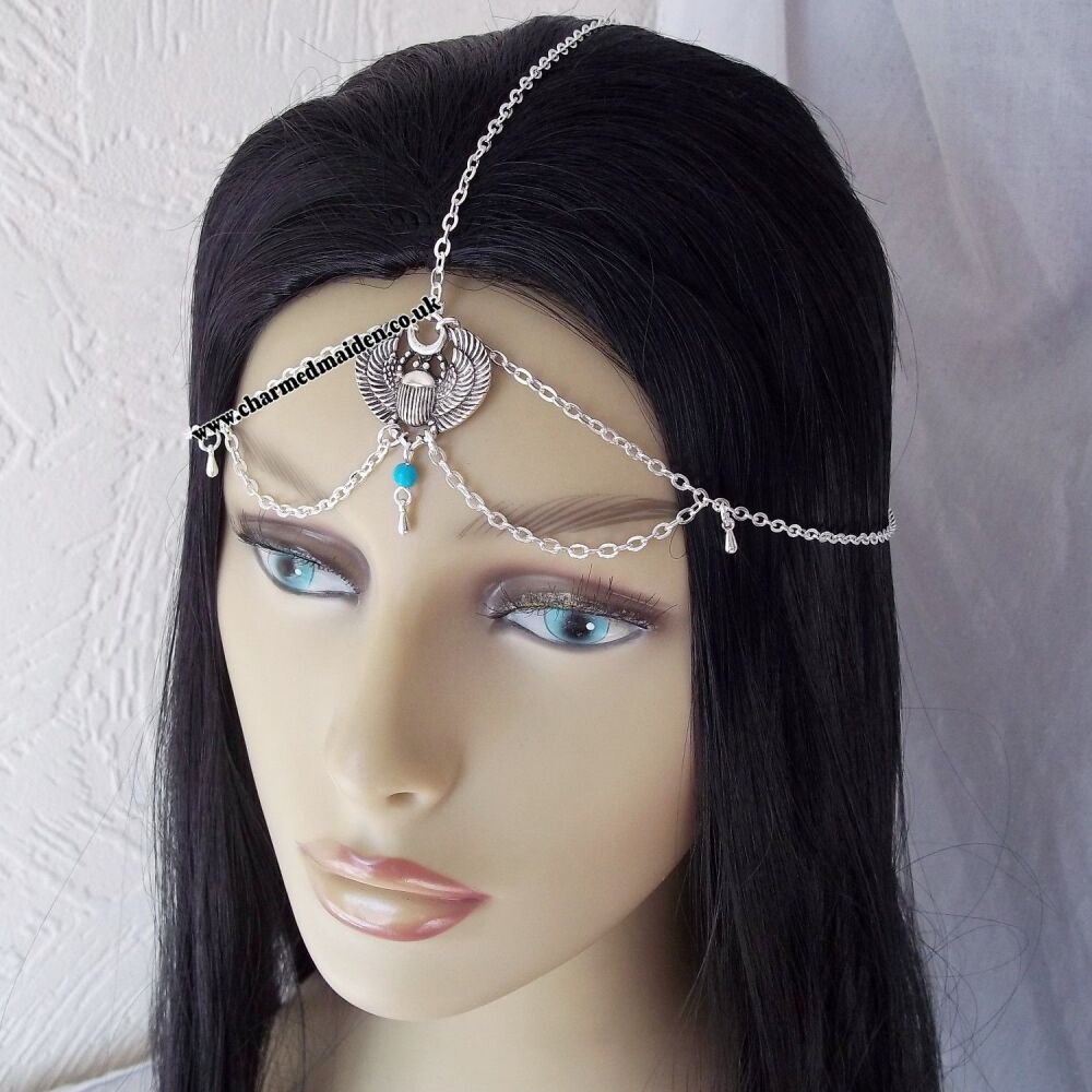 Egyptian Scarab Beetle Head Chain in Silver or Gold