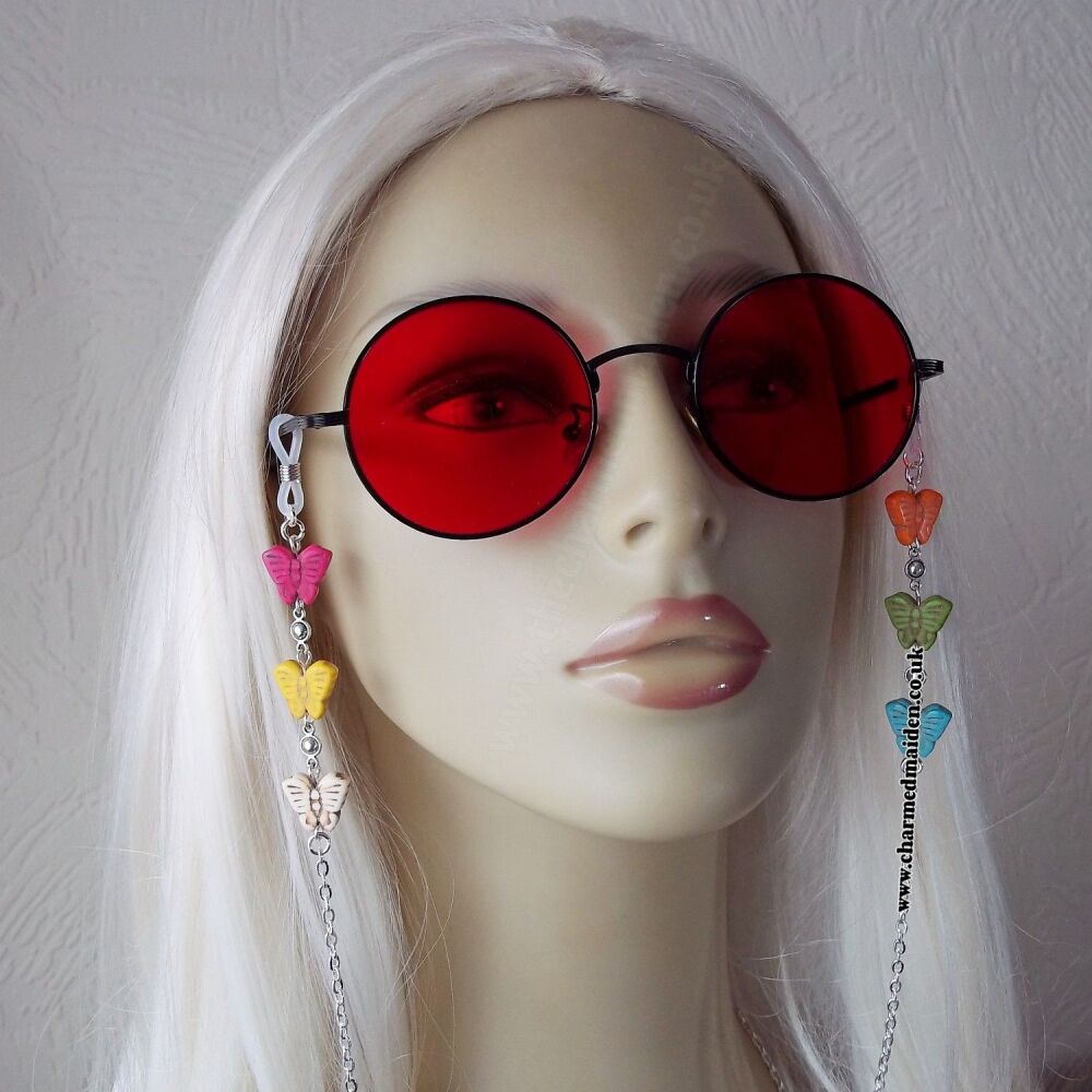 Multicoloured Rainbow Butterfly Glasses Chain