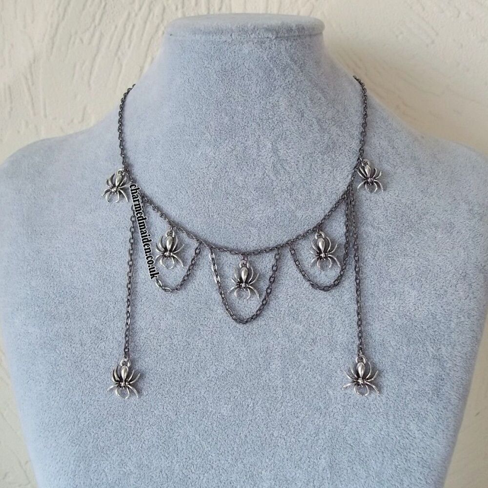 Spider Charm Choker Necklace, Various Sizes & Colours Available