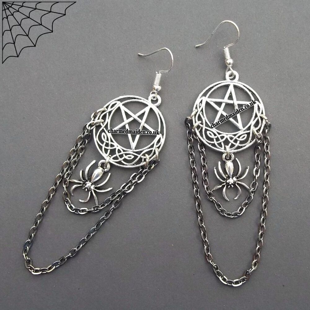 Spider & Pentagram Witch Earrings