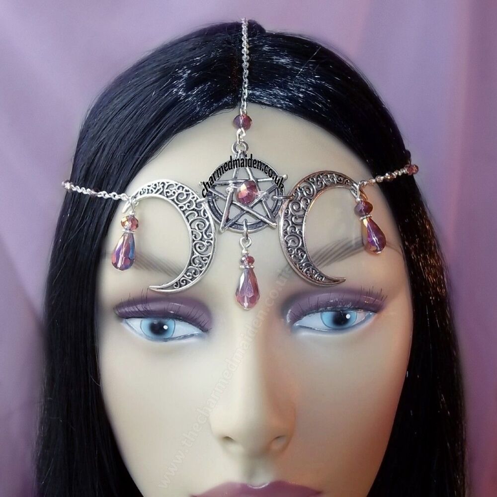 Purple Moon & Pentagram Witch Headdress