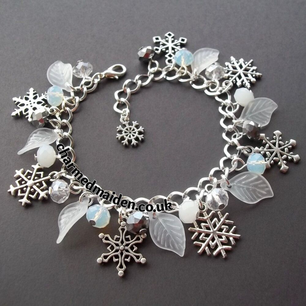 Winter White Snowflakes Charm Bracelet