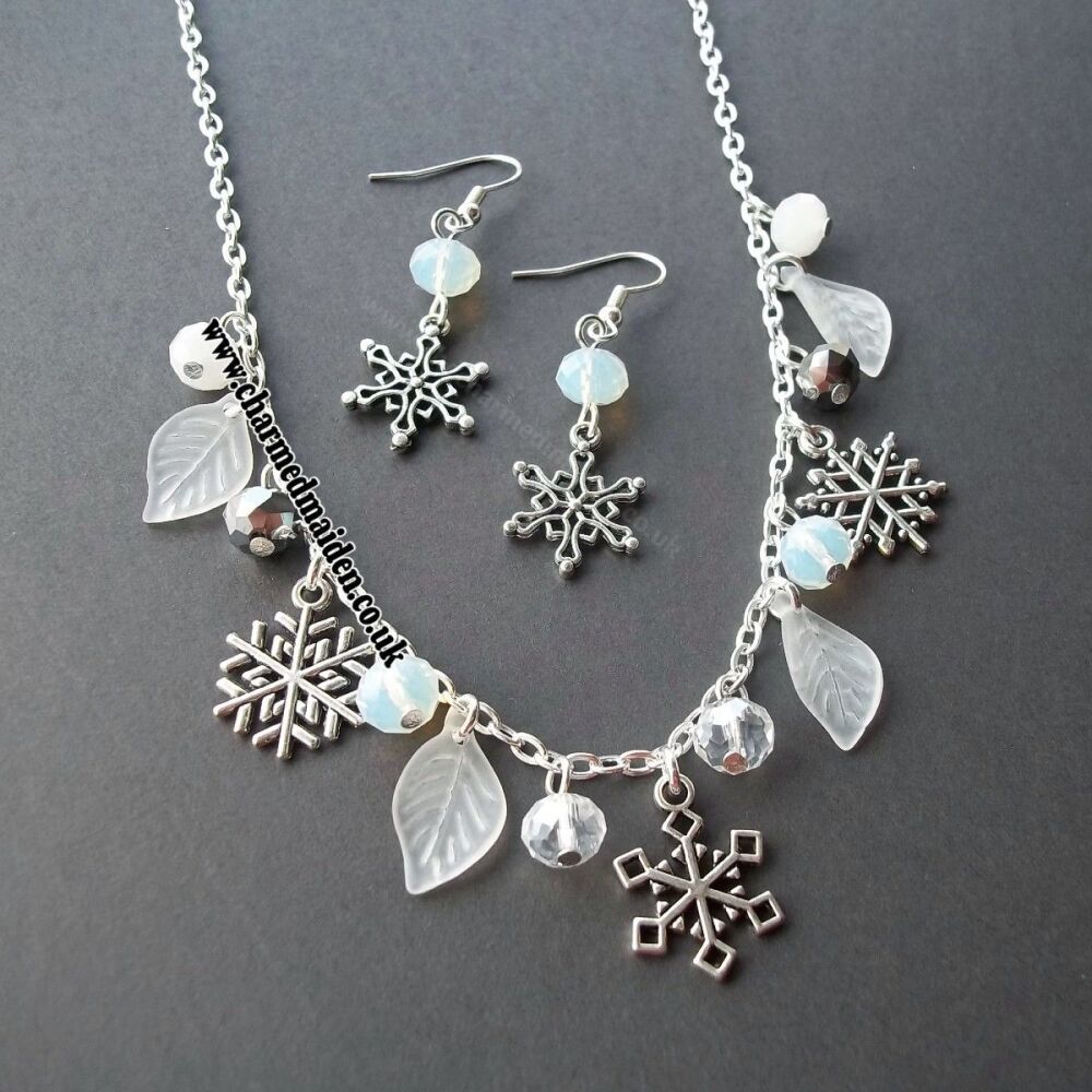 Winter White Snowflakes Necklace or Set