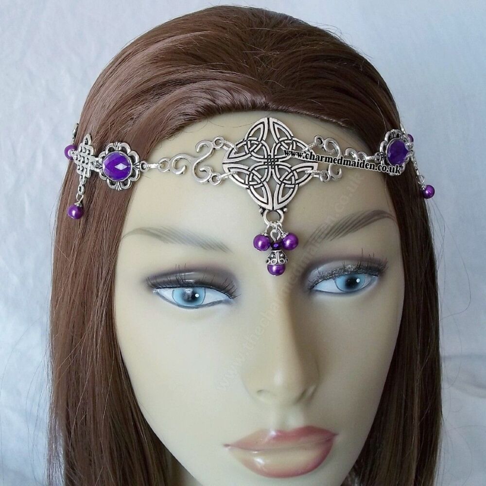 Purple Celtic Triskele Medieval Headpiece