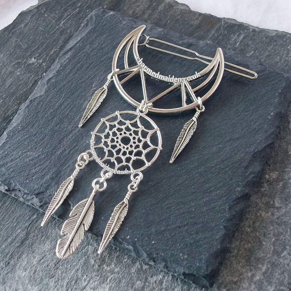 Dreamcatcher & Moon Boho Hippie Hair Clip