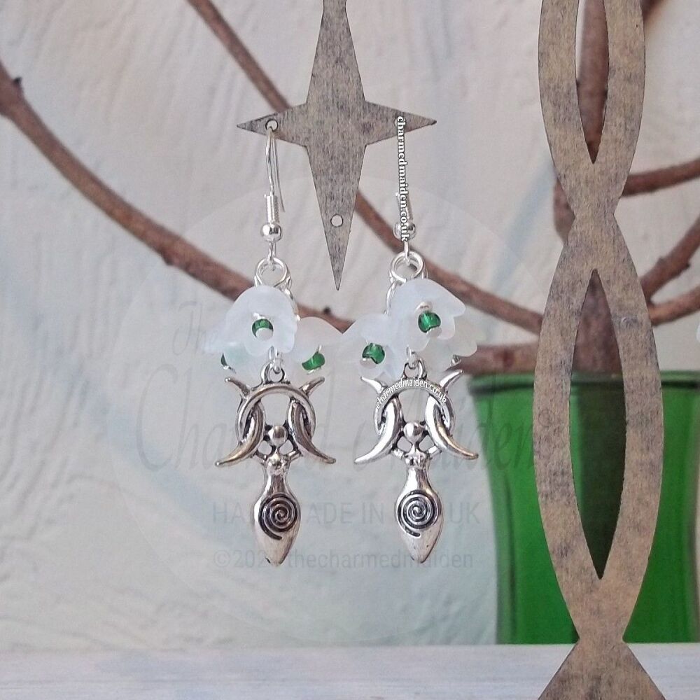 Snowdrops Pagan Moon Goddess Imbolc Flower Earrings