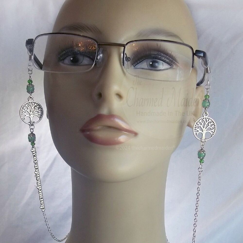 Tree of Life & Green Aventurine Glasses Chain