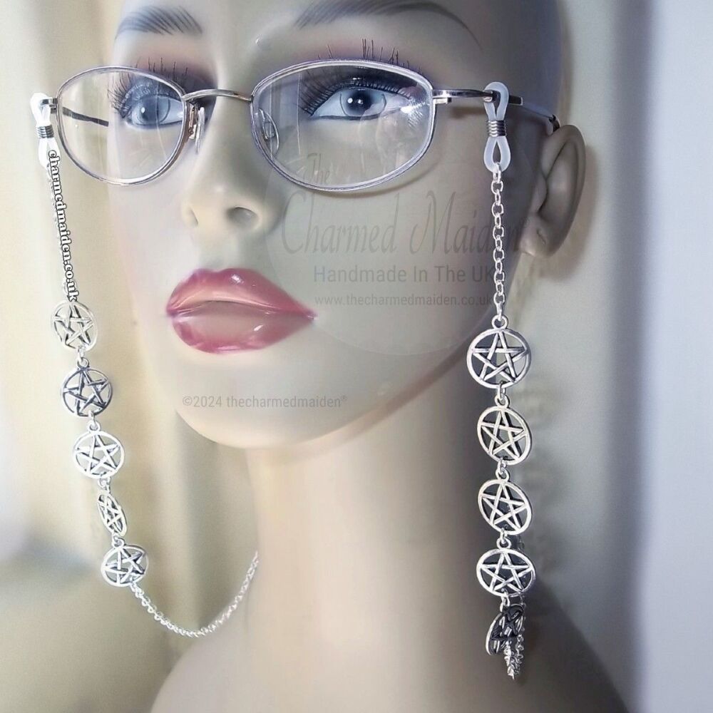 Witch Wiccan Pentagram Spectacles Glasses Chain