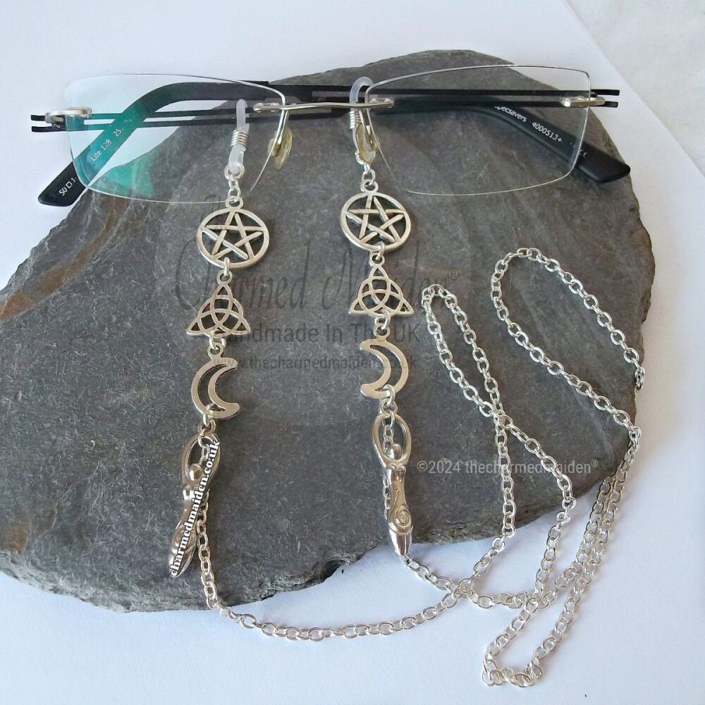 Moon Goddess Witch Silver Glasses Chain
