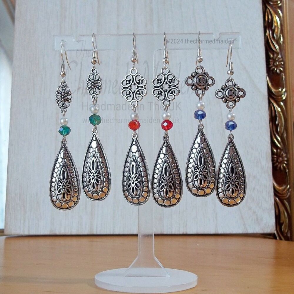 Medieval Renaissance Tudor Pearl Earrings,  Various Colours