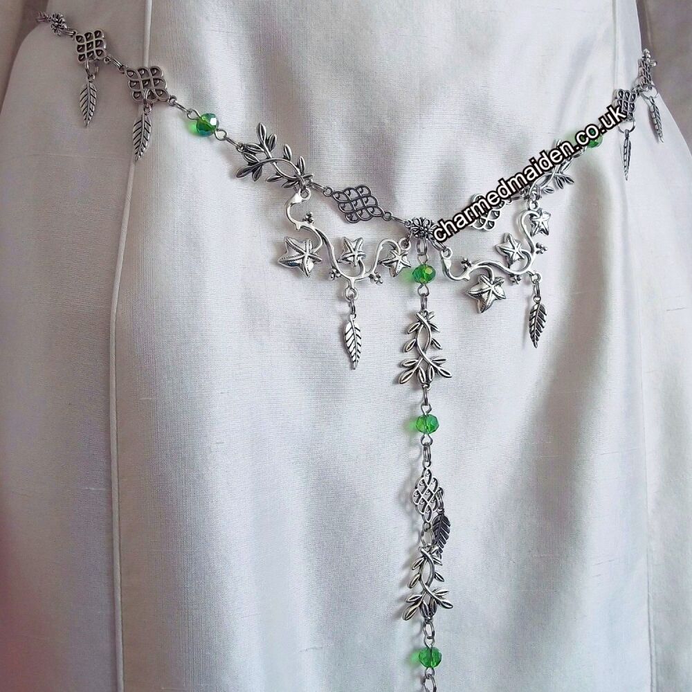 Silver Leaves Girdle Belt, Various Colours & Sizes