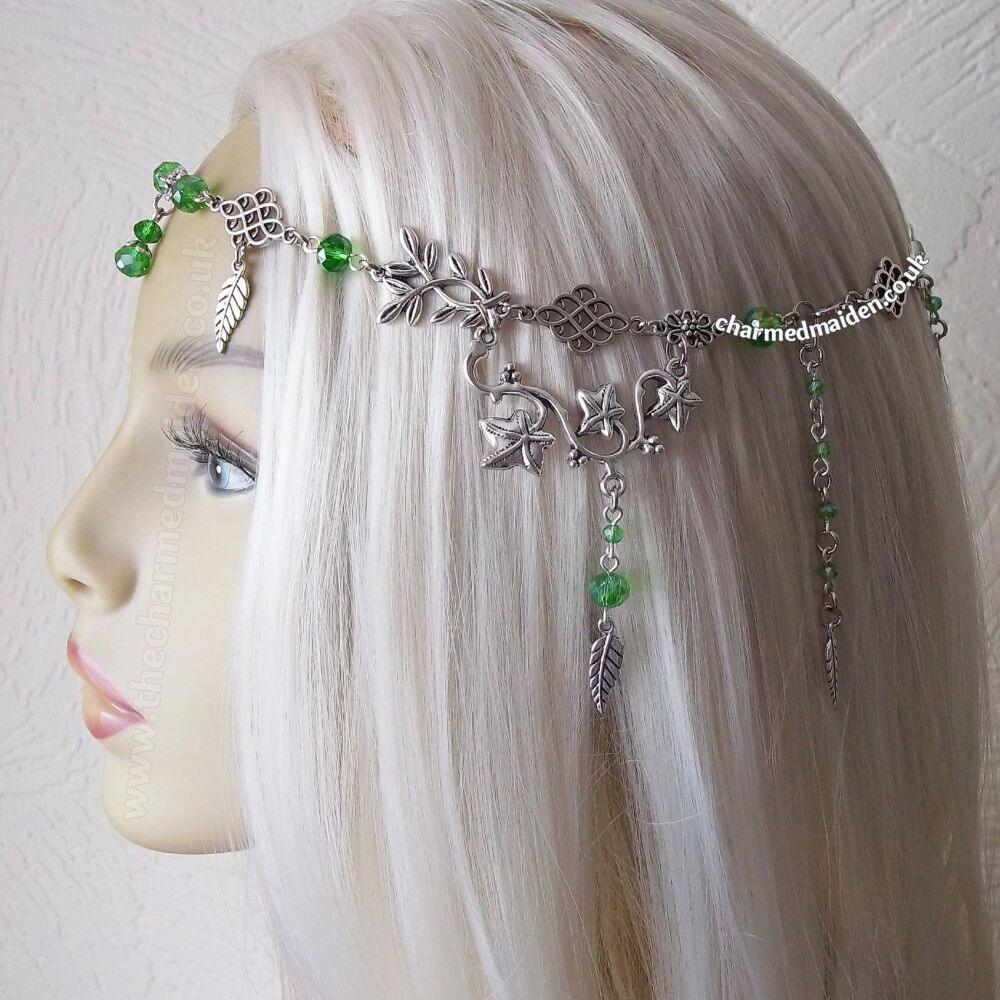 Vine Leaf Silver Ivy Headpiece, Various Colours