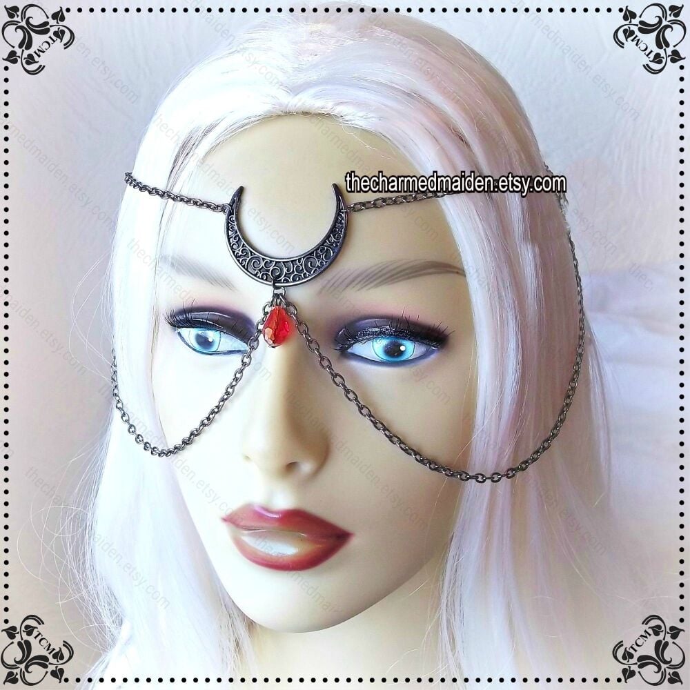 Black Moon Reversible Face Chain Headpiece