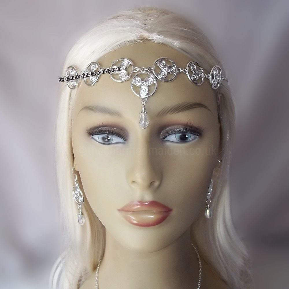 Celtic Triskele Silver Crystal Circlet