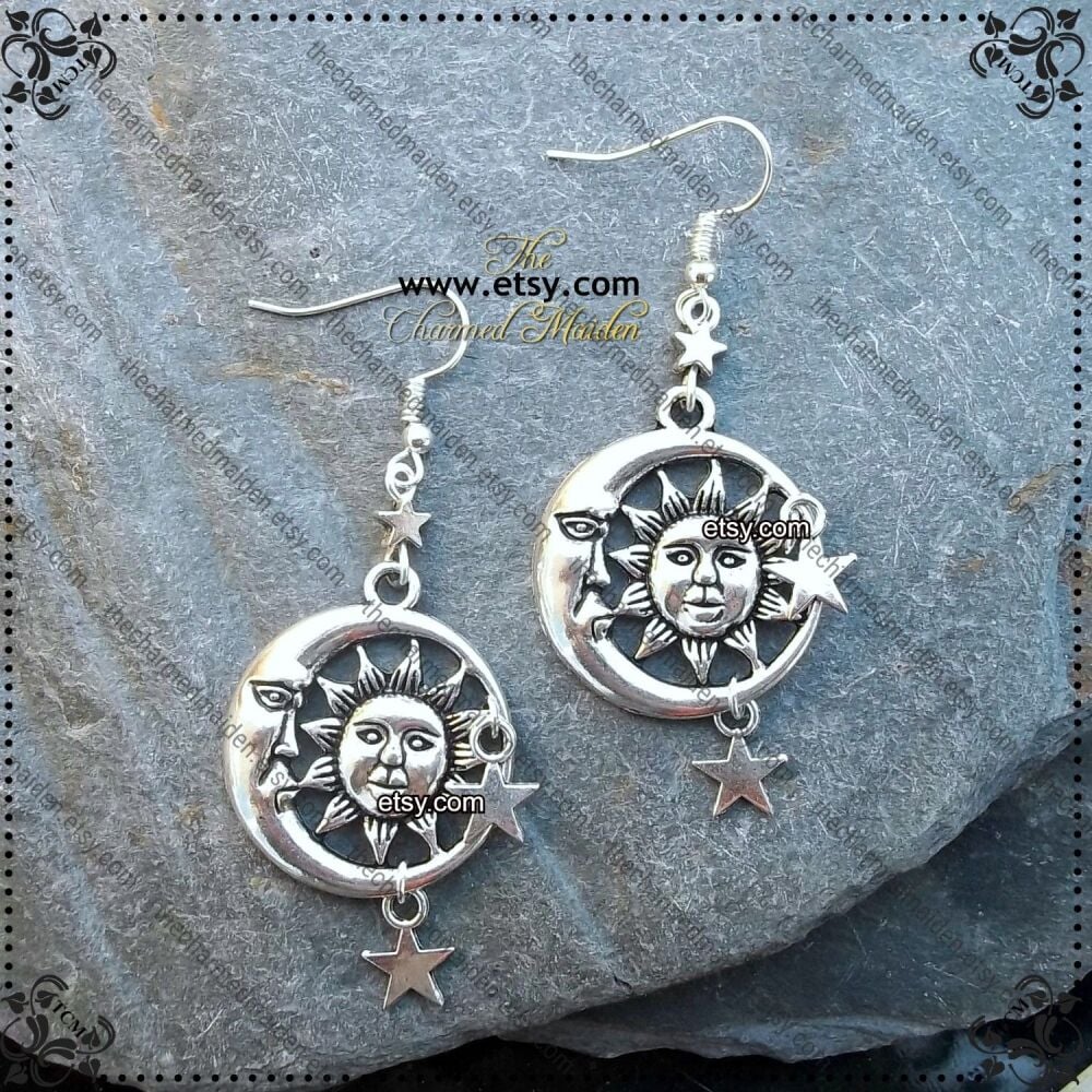 Celestial Sun Moon & Stars Earrings