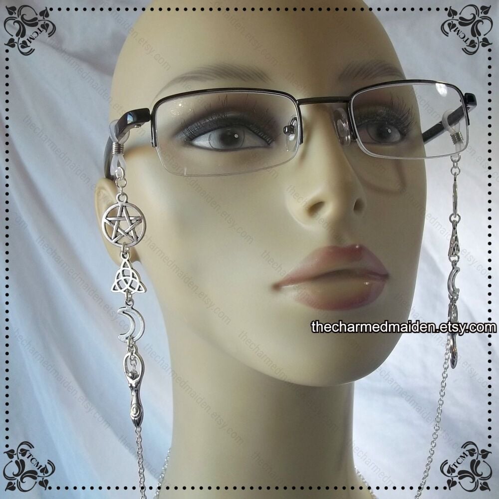 Moon Goddess Witch Silver Glasses Chain