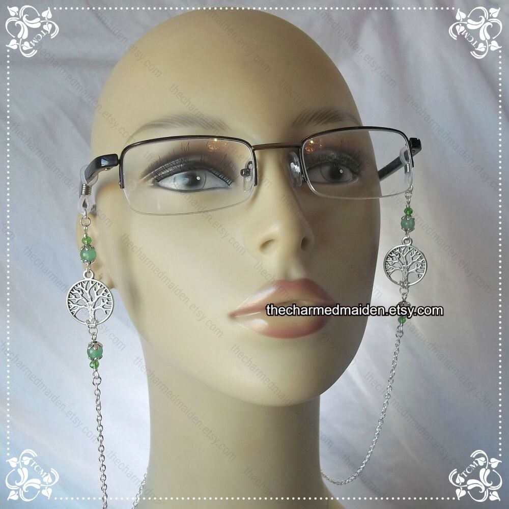 Tree of Life & Green Aventurine Glasses Chain