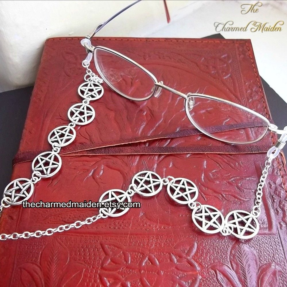Witch Wiccan Pentagram Spectacles Glasses Chain