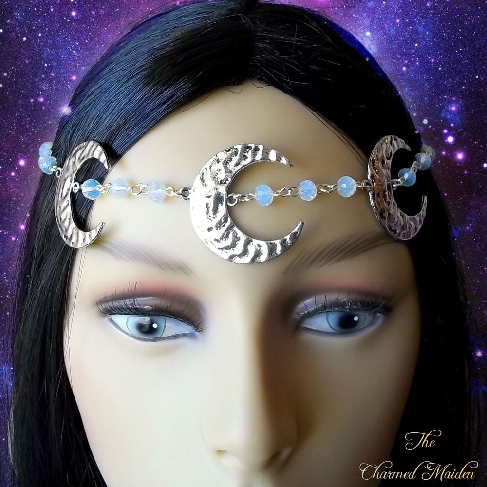 Moonstone Opalite Triple Moon Headpiece