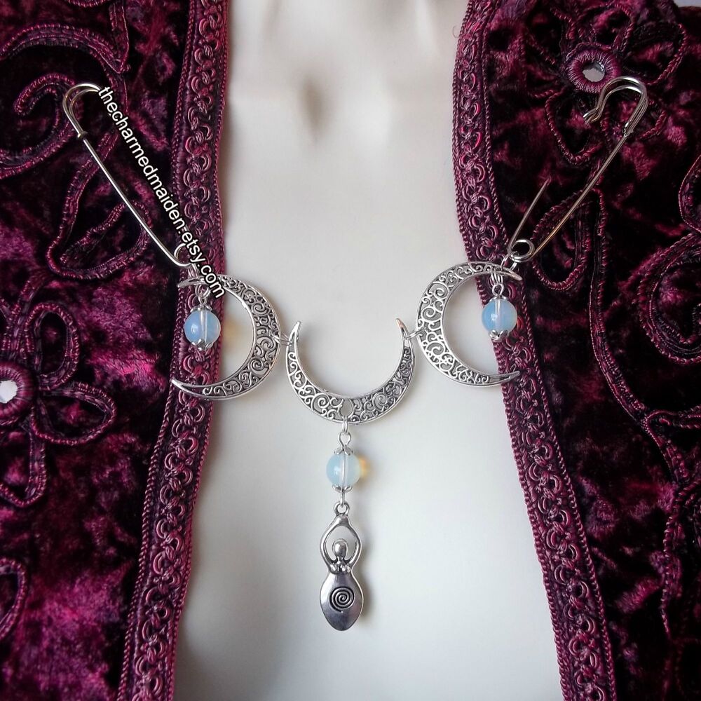 Moon Goddess Opalite Cloak Fastener