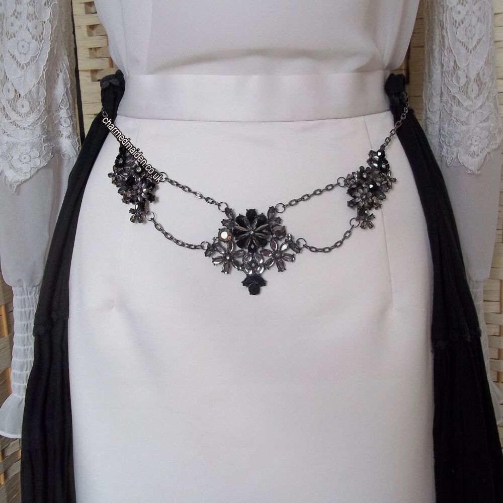 Victorian Rhinestone Flower Belt