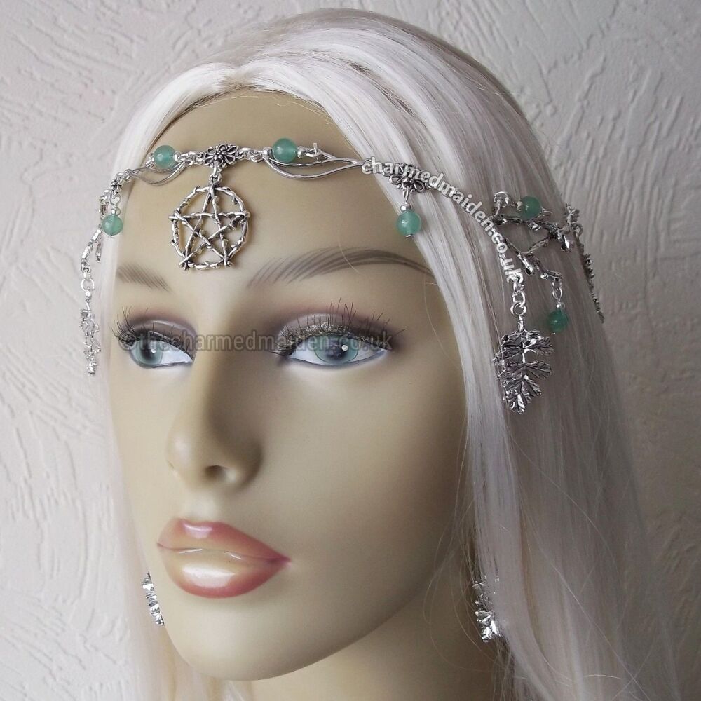 Oak Leaf Wiccan Headdress, Various Gemstones