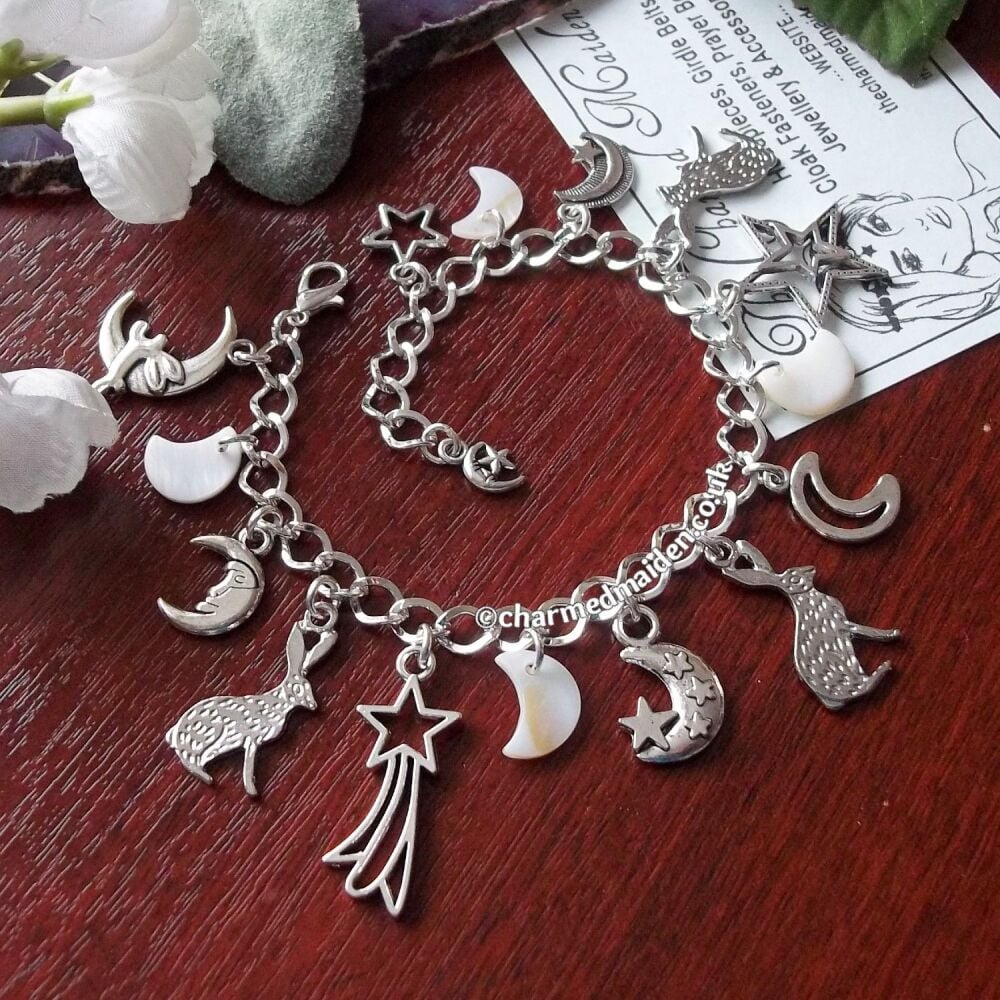 Hare and Moon Charm Bracelet