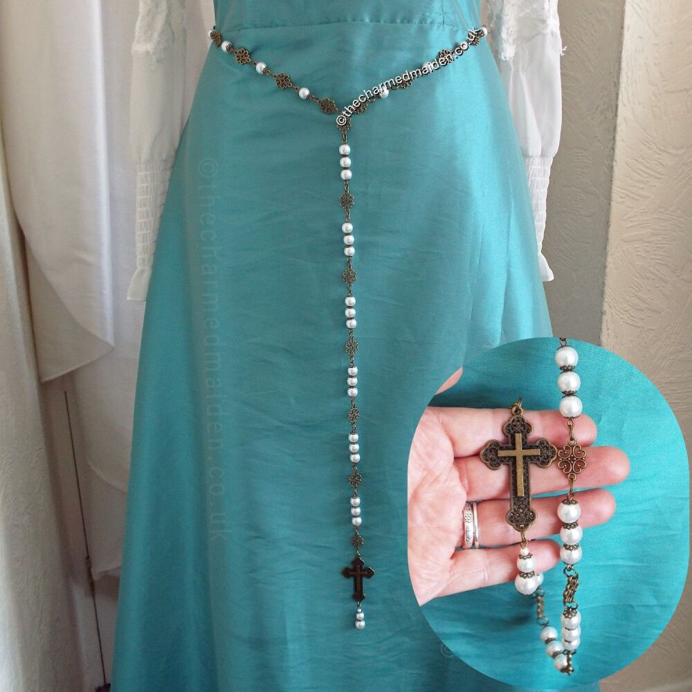 Pearl and Cross Girdle Belt in Bronze