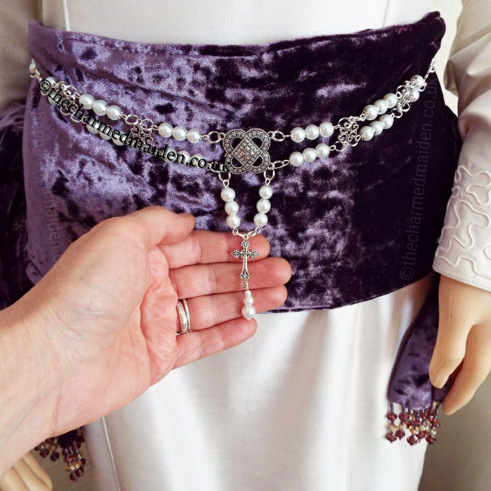 Pearl Girdle with Silver Cross and Quatrefoil