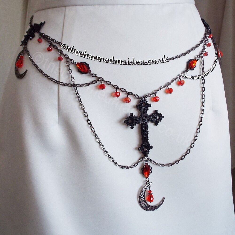 Black Bat Gothic Cross Belt