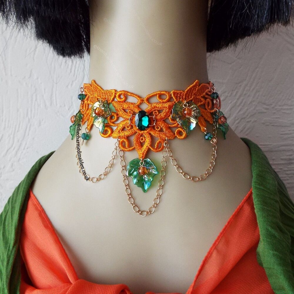 Pumpkin Fairy Necklace Lace Choker