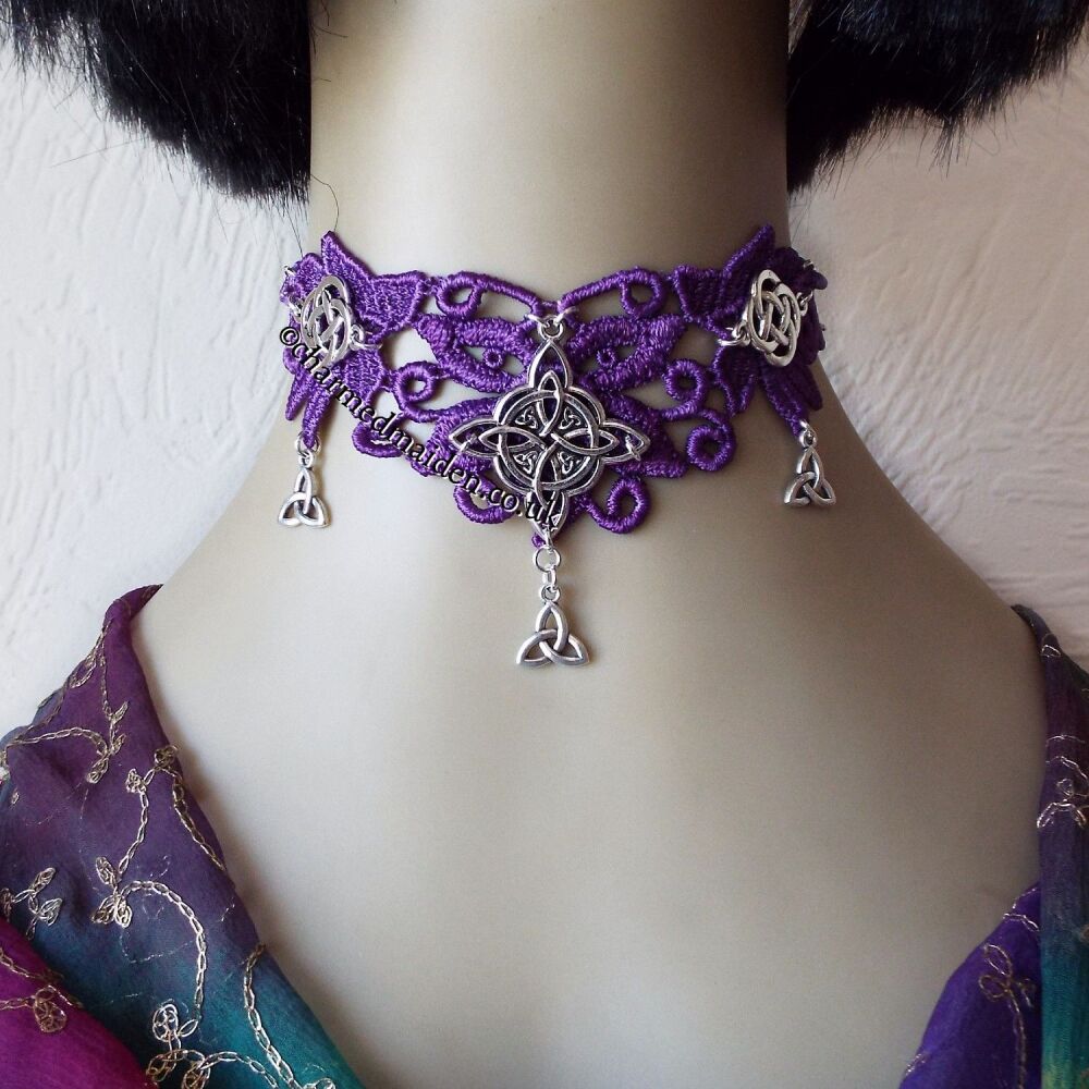 Purple Lace Witch Knot Celtic Choker