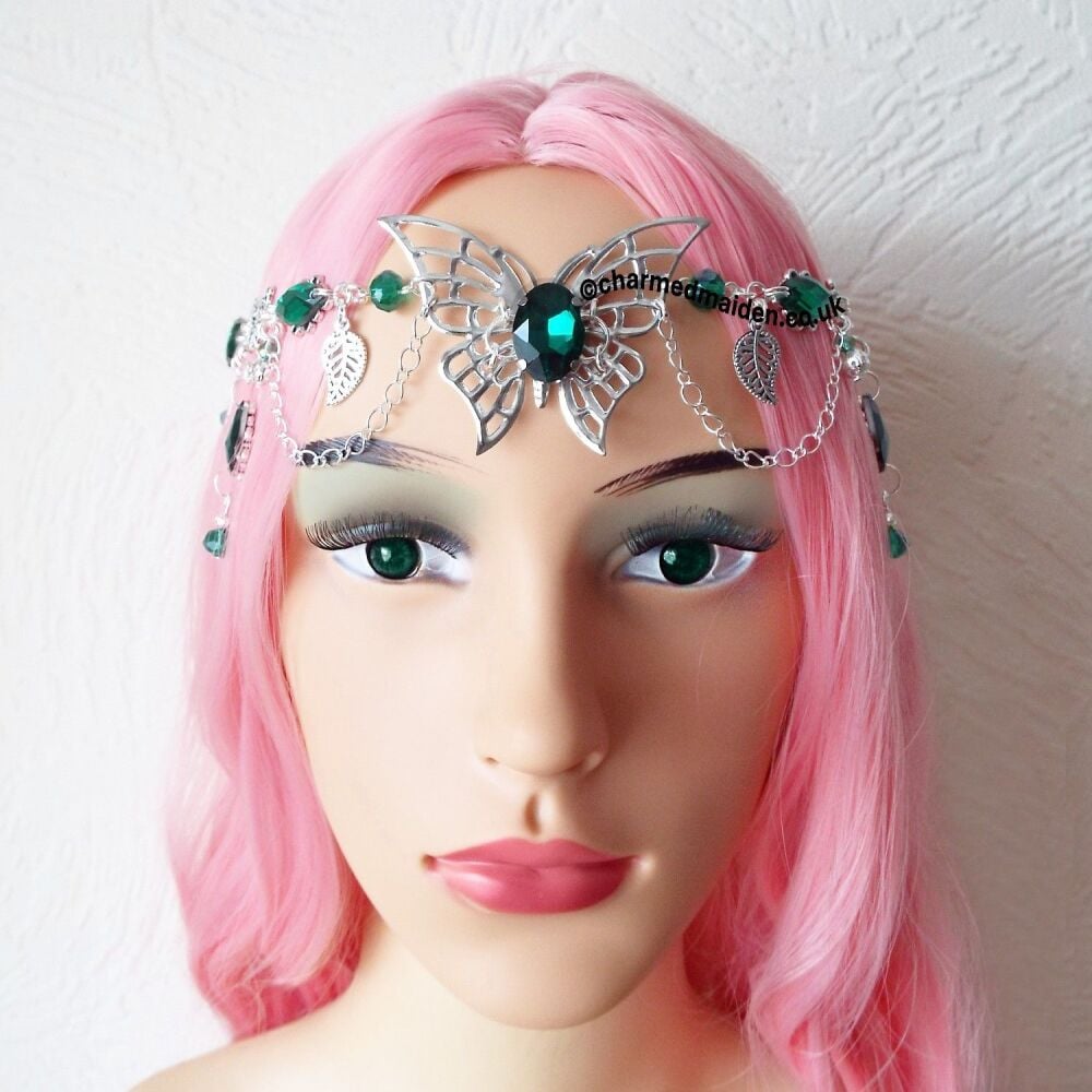 Green Butterfly Elven Headdress