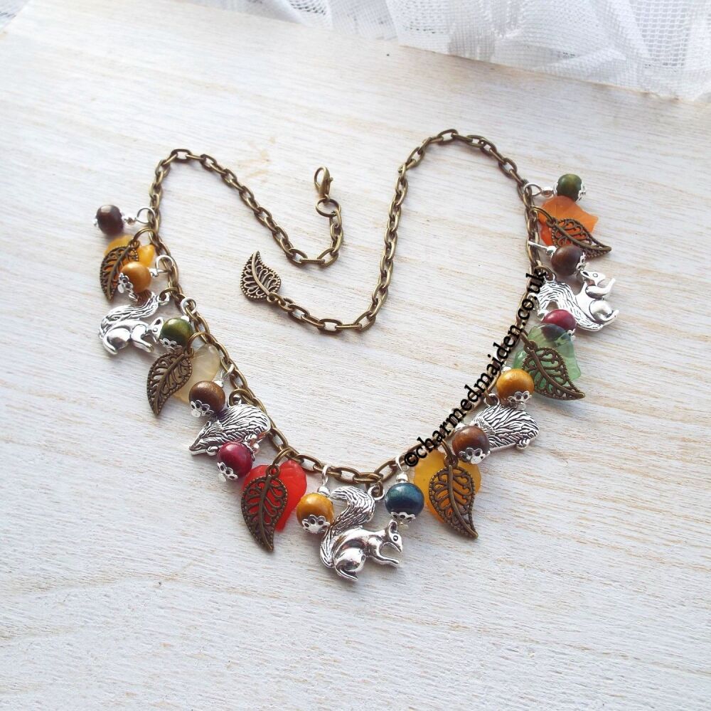 Hedgehog Squirrel Woodland Necklace