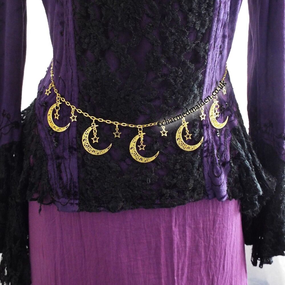 Gold Moon and Stars Belt