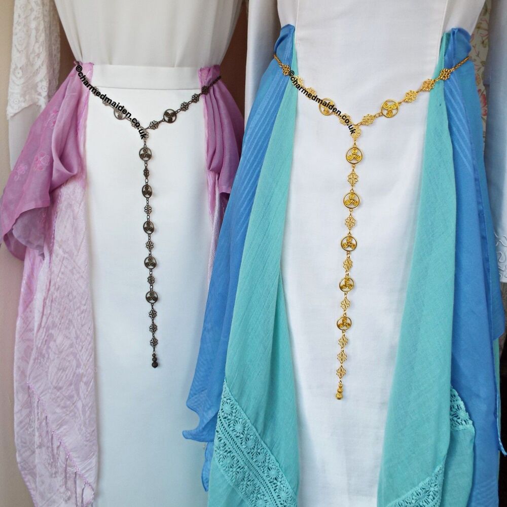 Celtic Triskele Girdle Belt in Bronze, Gold or Silver