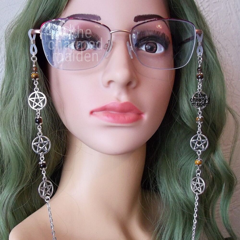 Pentagram Gemstone Glasses Chain, Various Beads and Styles