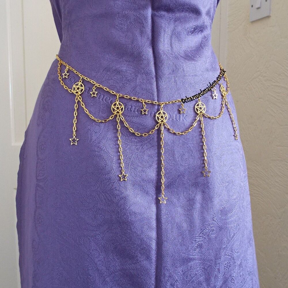 Pentacle Chain Belt in Gold or Silver