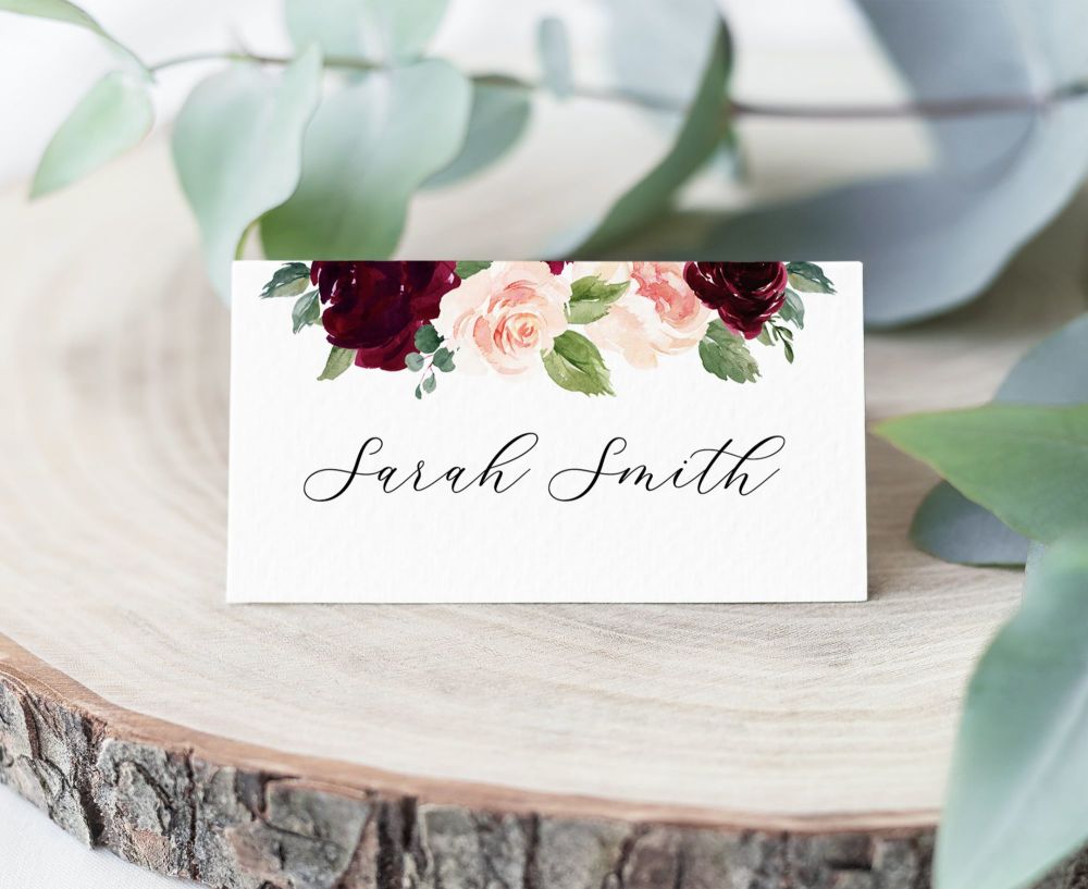 Blush & Burgundy Place Card